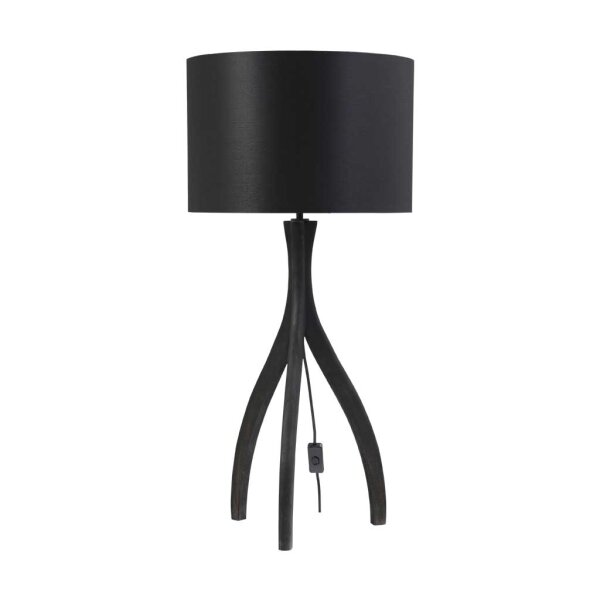 Tischlampe Eifel mit Holzfu&szlig; in schwarz