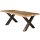 Baumstamm Esstisch Yukon Akazie 220 cm Top 6 cm X-Beine